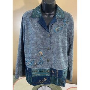 T & Company Petite Women’s Quilted Look With Design Sweater/jacket Size PX